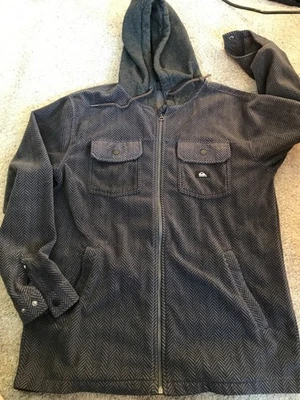 Chaqueta Quicksilver Para Hombre Cremallera Completa Botón Gris Capucha Bolsillos Más Gruesa Suave Calle L Foto 1 de 4
