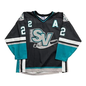 Vintage Simmons Valley Storm Black Retro Hockey Jersey Alternate Captain #2 Y2K - Picture 1 of 12