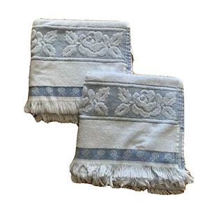 Blau Vintage Kanonentücher Blumen Bad 2 Stück Retro Haushalt Badezimmer USA 40" - Bild 1 von 15