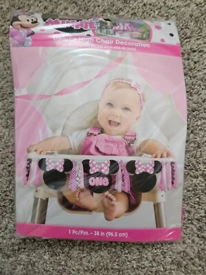 Minnie Mouse  Disney Junior One Year Old Birthday Party High Chair Decoration - Image 1 of 4