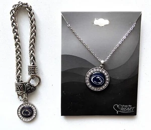 Penn State Nittany Lion Necklace and Bracelet From The Heart - Picture 1 of 4