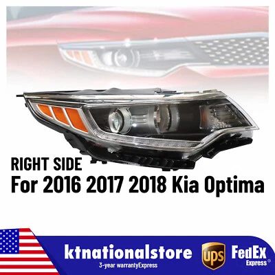 For 2016 2017 2018 Kia Optima Halogen w/ LED DRL Headlight Assembly Passenger RH - Image 1 of 4