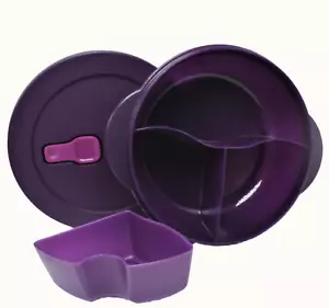 Tupperware Crystalwave Microondas Plato Dividido y Taza Fría Libre de BPA Púrpura Nuevo - Imagen 1 de 3