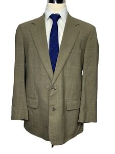 Brooks Brothers Mens Brown Wool Plaid Suit Jacket Sport Coat 41R