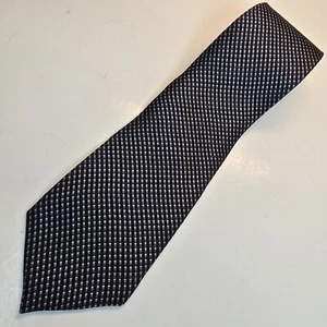 Corbata vintage Y2K Crazy Horse 100 % seda negra blanca punteada Claiborne - Imagen 1 de 5