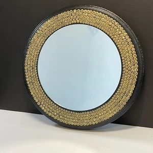 9 Inch Gold Mandala Mirror - Hand Painted Wall Mirror - Round - Circle - Picture 1 of 4