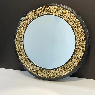 9 Inch Gold Mandala Mirror - Hand Painted Wall Mirror - Round - Circle - Image 1 of 4