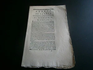 Roi Louis XV  1771 Arrété de la cour des comptes aides et finances de Normandie - Imagen 1 de 3