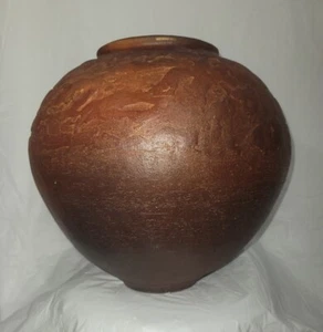 Ron Artman Art Pottery 15×15 Round Vase - Signed Brown Textured Large Floor Vase - Picture 1 of 24