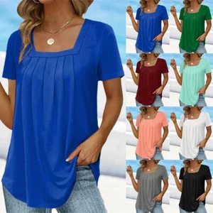 Summer Ladies Baggy Top Blouse T-Shirt Holiday Casual Tee Shirt Plus Size 6-24 - Picture 1 of 18