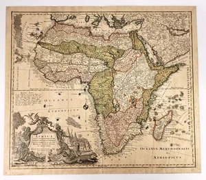 Antique c. 18th Map of Africa MATTHIAS SEUTTER German 1678-1756 Royal Geographer - Picture 1 of 15