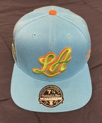 Mitchell & Ness Los Angeles Lakers HWC Dynasty Fitted Hat 50th Anniversary Blue - Image 1 of 4