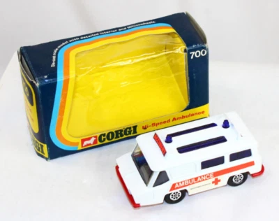Corgi Hi-Speed Ambulance Motorway Service #700 Whizzwheels Diecast Car Vintage - Image 1 of 4