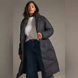 NWT Anthropologie Bernardo Wrap Puffer Jacket Plus Size 1X Black Belted Coat - Picture 1 of 13