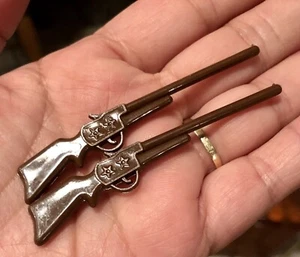 2 Vintage 1970s Miniature Plastic Toy Gun Rifle Dollhouse - Picture 1 of 1