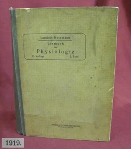 ANTIQUE 1919 GERMAN MEDICAL HARDCOVER BOOK – HUMAN PHYSIOLOGY vol II - Picture 1 of 14