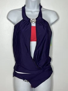 LUXE By Lisa Vogel Womens Bathing Suit sz 4 Purple Two Piece NEW - Picture 1 of 12