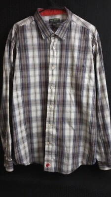 Camisa de flanela John Bartlett Consensus azul cinza xadrez manga longa tamanho XXL boa - Imagem 1 de 4