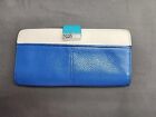 BRIGHTON Multi-Color Blue Sea Foam Pebbled Leather Barbados Large Pocket Wallet