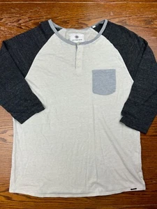 On The Byas 3/4 Sleeve Raglan Shirt Sz L Rayon Pacsun Minimalist Tri-Blend - Picture 1 of 6