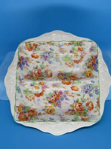 James Kent ~ Harmony Pattern Chintz Floral Candy Trinket Divided Dish England - Picture 1 of 13