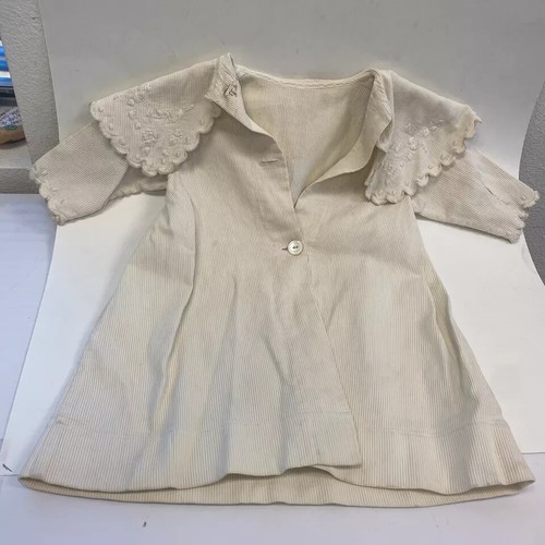 OFF WHITE Raro cappotto vintage bianco sporco avorio bambino cimelio ricamato con cofano