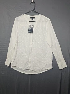 Erika Women’s Top Shirt Size Extra Large  M Textured Polka Dot Button Up #45 - Picture 1 of 7