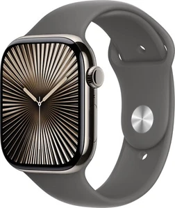 Apple Watch Series 10 LTE 46mm Natural Titangehäuse mit Stone Grey Sportarmband - Zdjęcie 1 z 5
