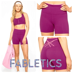 Fabletics Boost PowerHold High-Waisted Short 4” Berry Crush/Pink Bloom Size L NW - Picture 1 of 9