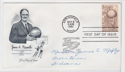 TurtlesTradingPost- Basketball - Dr James Naismith 1961 #1189 FDC- Artmaster - Image 1 of 2