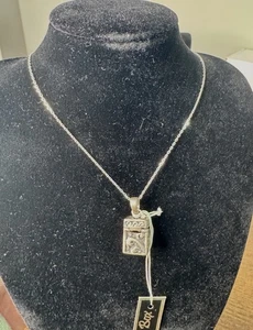 Vintage Sterling Silver Thai 925 Prayer Box Charm Necklace New Old Stock - Picture 1 of 7