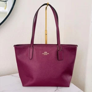 Bolso de Mano Coach City Top con Cremallera en Negro Magenta Berry Púrpura Bolso Estilo 83857 Usado en Excelente Condición - Imagen 1 de 10