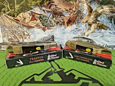 Steel Warrior Trapper & Mini Copperlock Pocket Knife Ram & Buffalo Horn Handles - Image 1 of 4