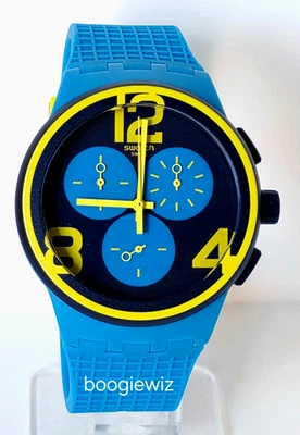 SWATCH, SWISS MADE, ON YOUR MARK, MEN'S CHRONOGRAPH WATCH,  SUSS100, NEW IN BOX - Image 1 of 4