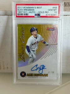 2017 Bowman's Best Cuts Alex Bregman rifrattore oro automatico /50 RC PSA 10 Red Sox - Foto 1 di 1