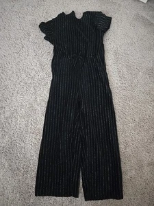 Zara Kids Black White Velvet Sparkle Thread Age 7 Jumpsuit Playsuit All In One - Picture 1 of 8