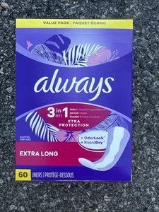4 X Fodere Giornaliere Always Xtra Protezione 3 in 1 per Donna, Extra Lunghe, 60 CT ciascuna - Foto 1 di 3