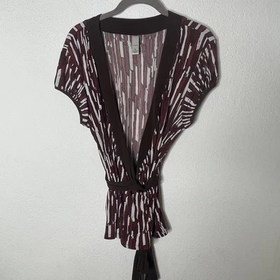 Y2K Merona надежном стиле подпоясанный верхний V шеи XL многоцветный - Изображение 1 из 4