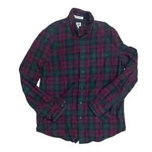 LL Bean Slightly Fitted Flannel Shirt Plaid Men’s Size M Reg Tartan Maroon Green - Picture 1 of 4