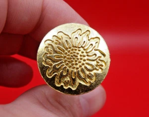 Modern Goldtone Metal & Wood Sunflower Sealing Wax Stamp Seal - Picture 1 of 4