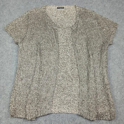 Luisa Cerano Femmes Cardigan Ouvert 44 - XXL coton Tricot Argent Beige Pull - Photo 1/4