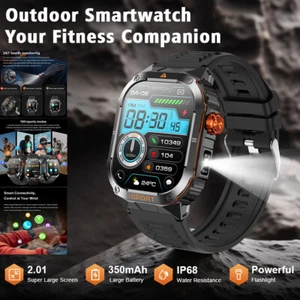 Smart Watch Bluetooth Heart Rate BP Sleep Monitor Waterproof Rugged Sport Watch - Picture 1 of 13