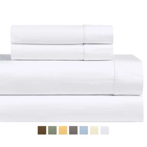 Luxury 1200 Thread Count Sheets 100% Cotton Solid Long Lasting Bed Sheet Set - Bild 1 von 5
