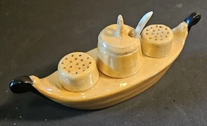 Vintage Salz Pfeffer Senf Boot Pfirsich Glanz gestempelt LDBCo Germany # 1498 - Bild 1 von 13