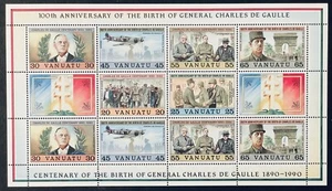 VANUATU CHARLES DE GAULLE WWII STAMPS 1990 MNH WORLD WAR II SPITFIRE AIRPLANE - Picture 1 of 1