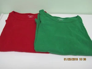 J C Penney St John's Bay long sleeve classic misses tee; red or green; L - Picture 1 of 24