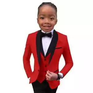 New Boy's Suit Set 3 Pieces Tuxedo for Formal Blazer Vest and Pants Kids Outfit - Picture 1 of 37