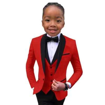 New Boy's Suit Set 3 Pieces Tuxedo for Formal Blazer Vest and Pants Kids Outfit - Image 1 of 4