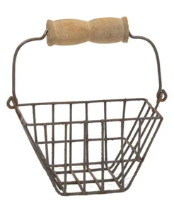 CWI Home Decor - Small Wire Egg Basket with Handle - Picture 1 of 2