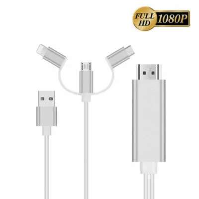 3in1 micro usb tipo c ad hdmi cavo adattatore convertitore telefono a tv hdtv 2m - Immagine 1 di 4